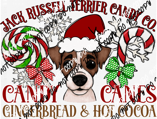 Candy Cane Co Dog (Select Breed) DTF Transfer - We Print U Press DTF Transfers