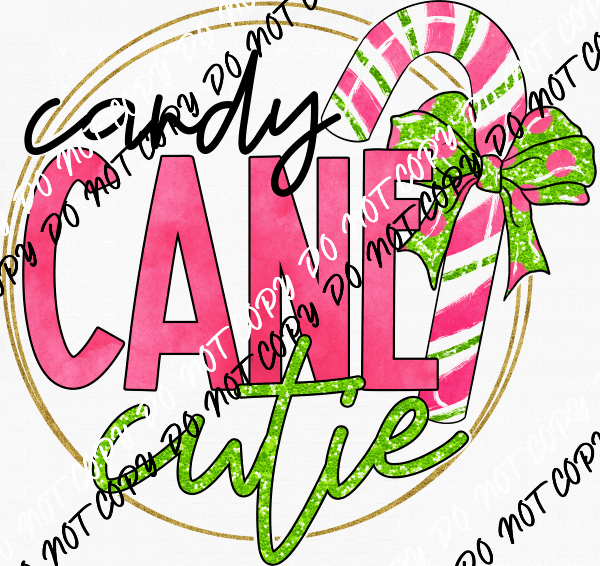 Candy Cane Cutie Pink Green DTF Transfer - We Print U Press DTF Transfers