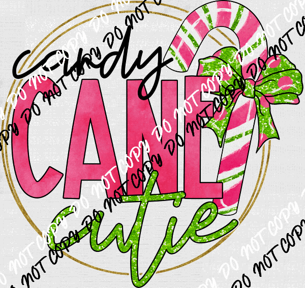 Candy Cane Cutie Pink Green DTF Transfer - We Print U Press DTF Transfers