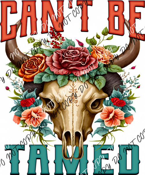 Can’t Be Tamed Floral Cow Skull Dtf Transfer