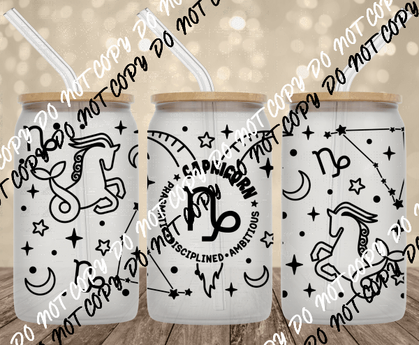Capricorn UV Transfer for 16 oz Glass Can - We Print U Press DTF Transfers