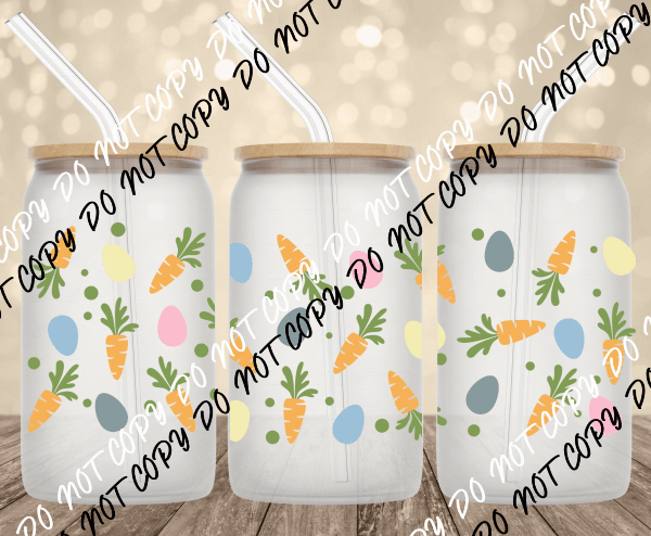 Carrots and Eggs UV Transfer for 16 oz Glass Can - We Print U Press DTF Transfers