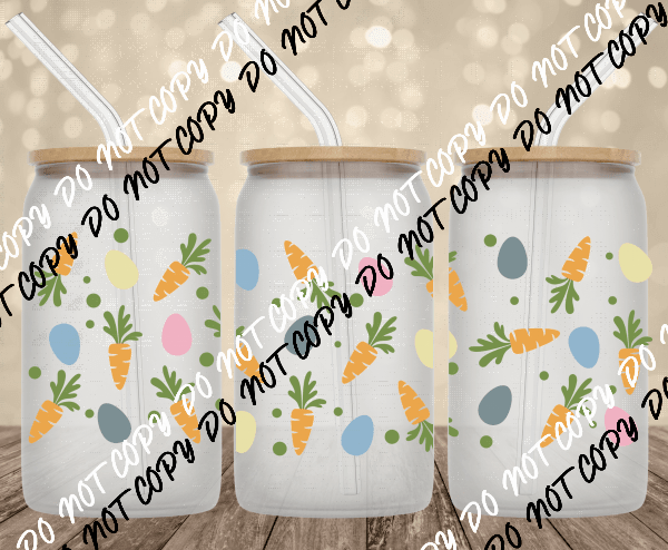 Carrots and Eggs UV Transfer for 16 oz Glass Can - We Print U Press DTF Transfers