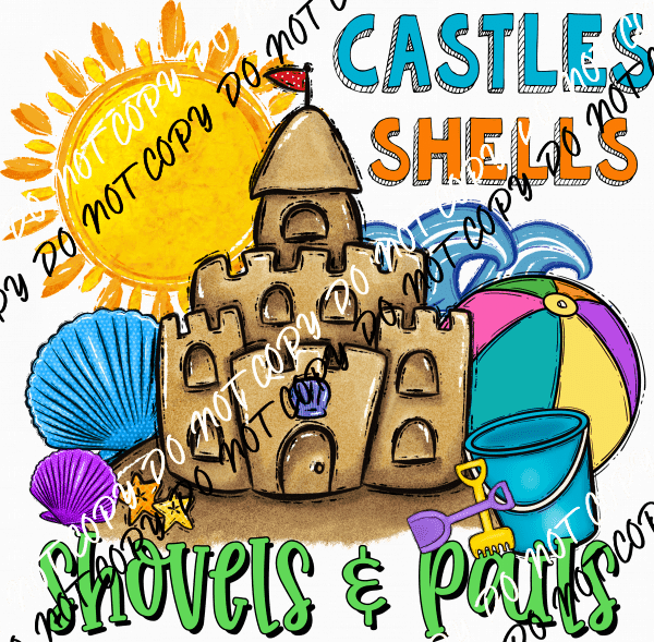 Castles Shells Shovels & Pails DTF Transfer - We Print U Press DTF Transfers