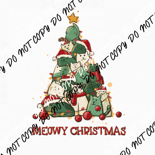 Cat Christmas Tree DTF Transfer - We Print U Press DTF Transfers