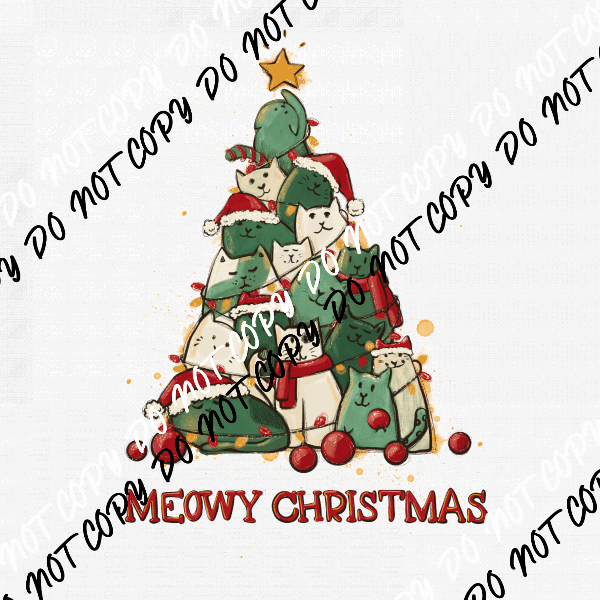 Cat Christmas Tree DTF Transfer - We Print U Press DTF Transfers