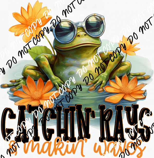 Catchin Rays Makin Waves Frog DTF Transfer - We Print U Press DTF Transfers