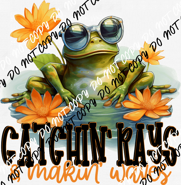 Catchin Rays Makin Waves Frog DTF Transfer - We Print U Press DTF Transfers