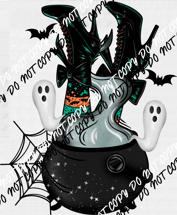 Cauldron with Witch Boots DTF Transfer - We Print U Press DTF Transfers