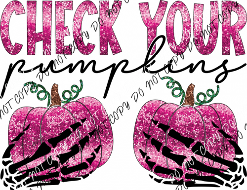 Check Your Pumpkins Faux Sequins Dtf Transfer Transfers