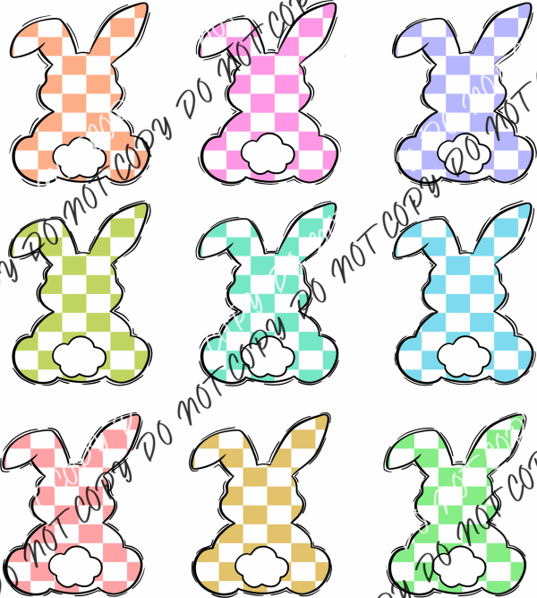 Checkered Bunnies Grid DTF Transfer