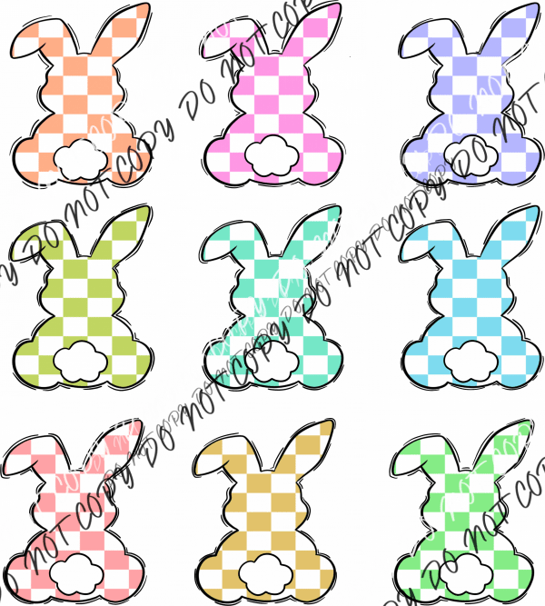 Checkered Bunnies Grid DTF Transfer