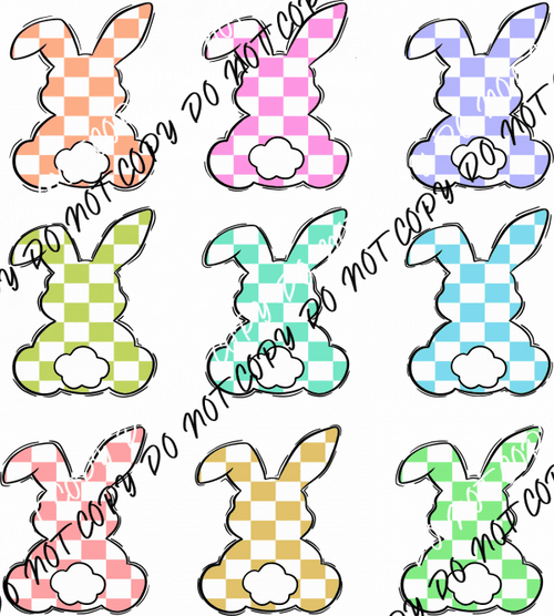 Checkered Bunnies Grid DTF Transfer - We Print U Press DTF Transfers