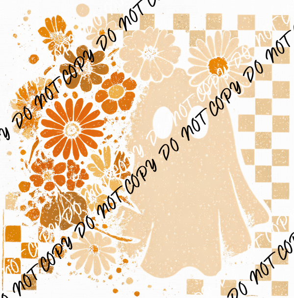 Checkered Ghost Floral DTF Transfer - We Print U Press DTF Transfers