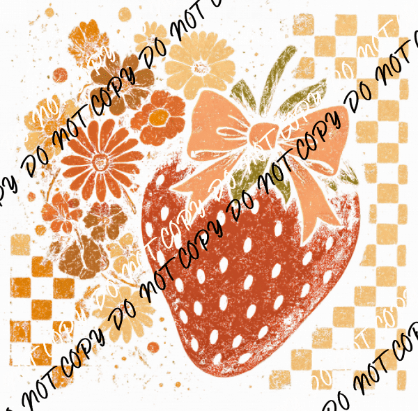 Checkered Strawberry DTF Transfer - We Print U Press DTF Transfers
