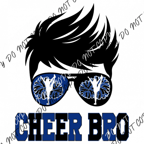 Cheer Bro Royal Blue Black Dtf Transfer