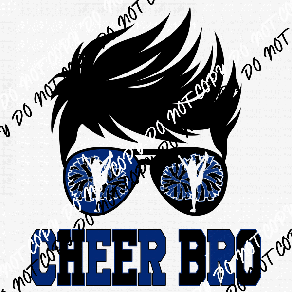 Cheer Bro Royal Blue Black DTF Transfer - We Print U Press DTF Transfers