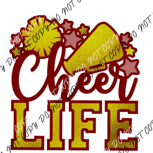 Cheer Life Maroon And Gold Dtf Transfer