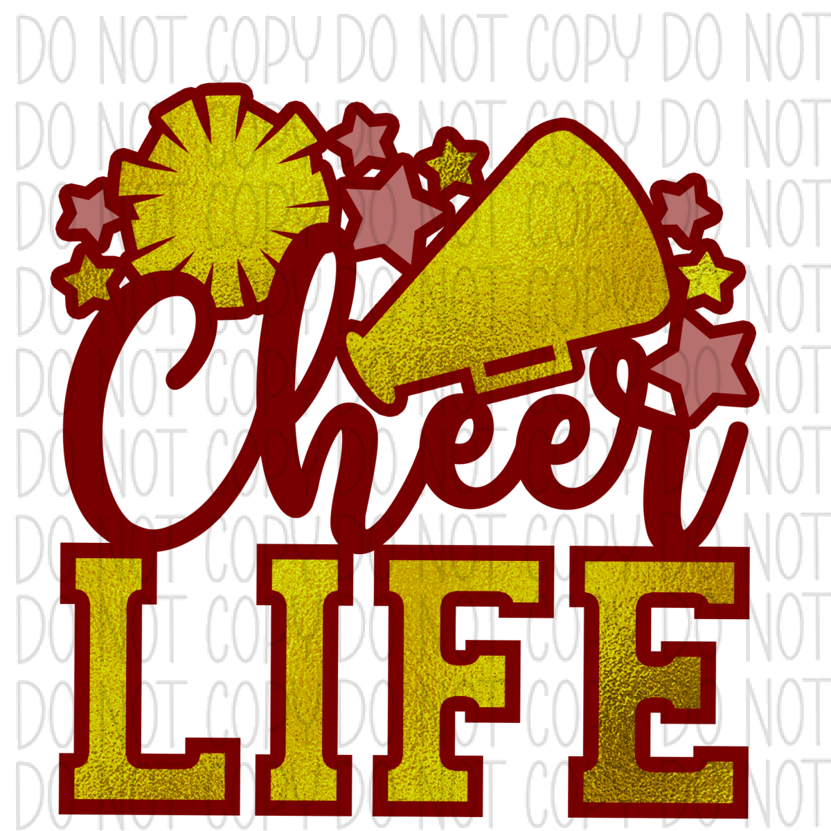 Cheer Life Maroon And Gold Dtf Transfer