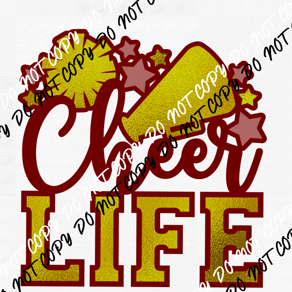 Cheer Life Maroon and Gold DTF Transfer - We Print U Press DTF Transfers