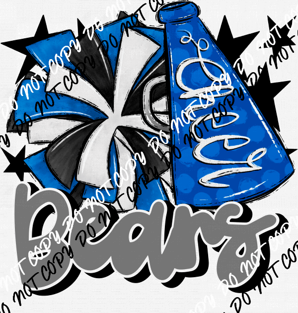 Cheer Mascot Bears DTF Transfer (See Color Options) - We Print U Press DTF Transfers