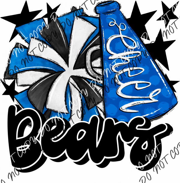 Cheer Mascot Bears Dtf Transfer (See Color Options) Pocket Size 3 / Royal And Black Transfers