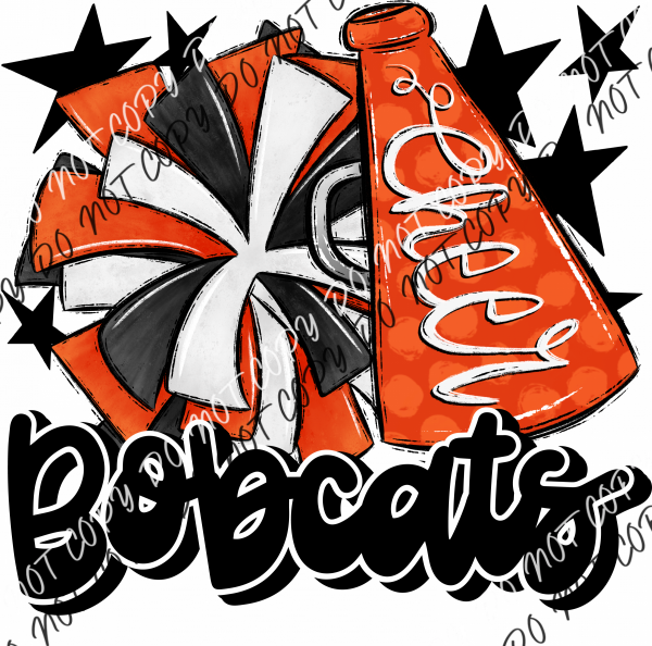 Cheer Mascot Bobcats Dtf Transfer (See Color Options) Pocket Size 3 / Orange And Black Transfers