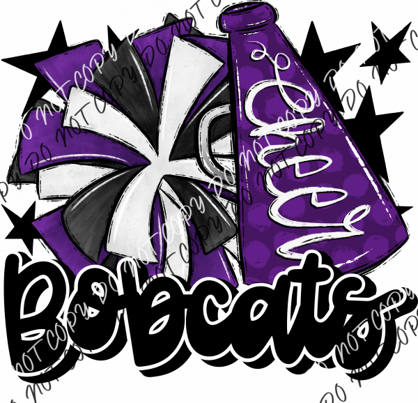 Cheer Mascot Bobcats Dtf Transfer (See Color Options) Pocket Size 3 / Purple And Black Transfers