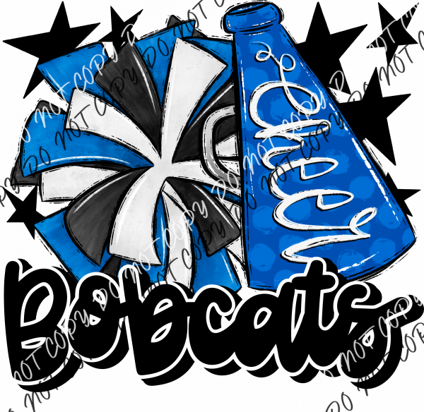 Cheer Mascot Bobcats Dtf Transfer (See Color Options) Pocket Size 3 / Royal And Black Transfers