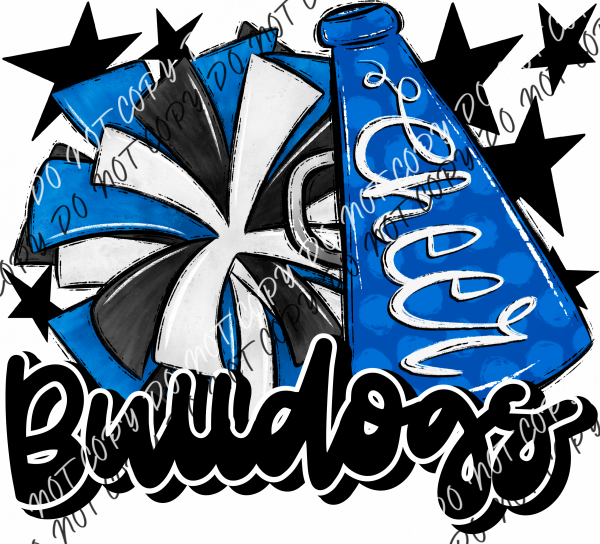 Cheer Mascot Bulldogs Dtf Transfer (See Color Options) Pocket Size 3 / Royal And Black Transfers