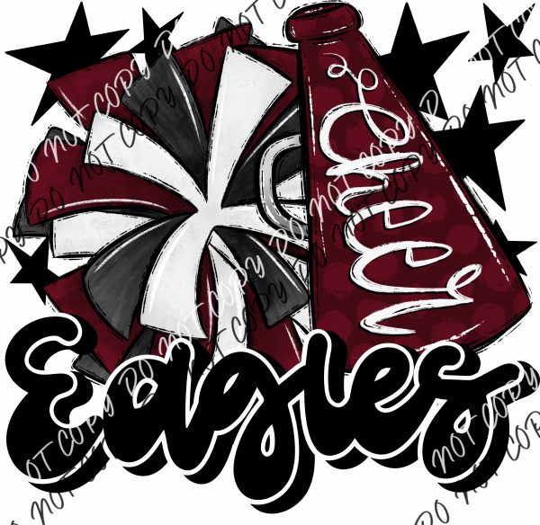 Cheer Mascot Eagles Dtf Transfer (See Color Options) Pocket Size 3 / Maroon And Black Transfers