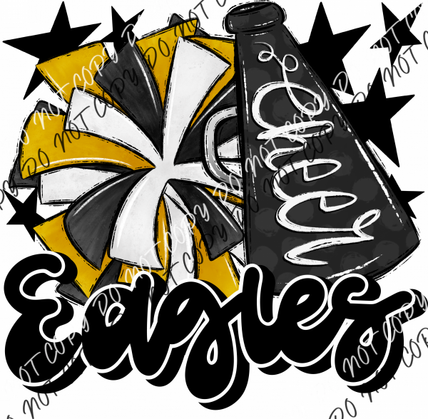 Cheer Mascot Eagles Dtf Transfer (See Color Options) Pocket Size 3 / Yellow Gold And Black Transfers