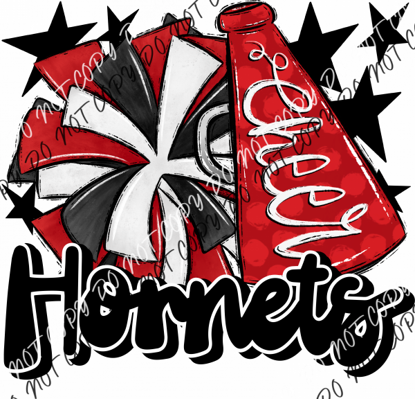 Cheer Mascot Hornets Dtf Transfer (See Color Options) Pocket Size 3 / Red And Black Transfers