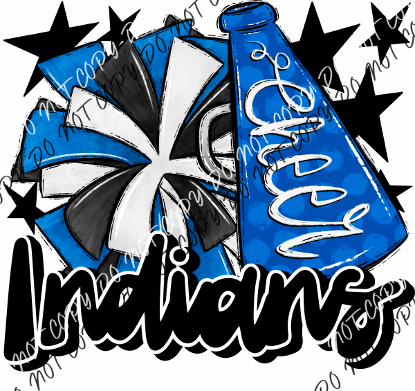 Cheer Mascot Indians Dtf Transfer (See Color Options) Pocket Size 3 / Royal And Black Transfers