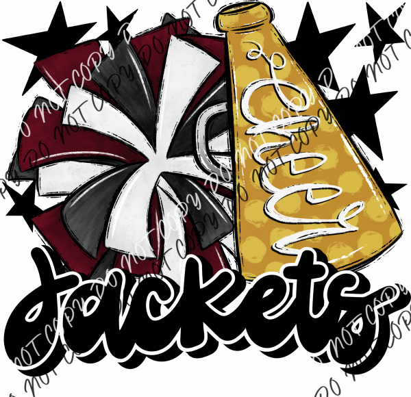 Cheer Mascot Jackets Dtf Transfer (See Color Options) Pocket Size 3 / Maroon And Gold Transfers