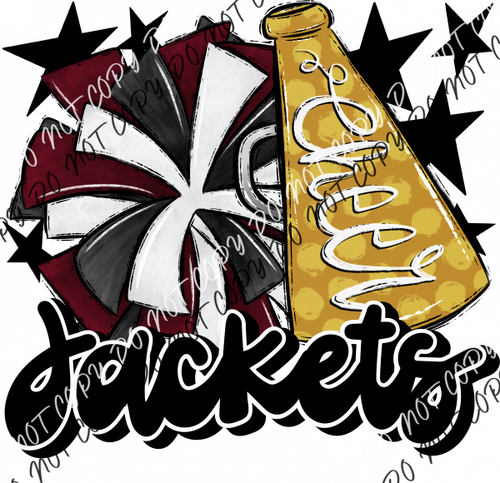 Cheer Mascot Jackets Dtf Transfer (See Color Options) Pocket Size 3 / Maroon And Gold Transfers