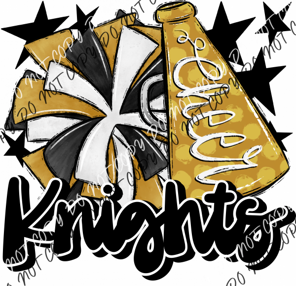 Cheer Mascot Knights Dtf Transfer (See Color Options) Pocket Size 3 / Gold And Black Transfers