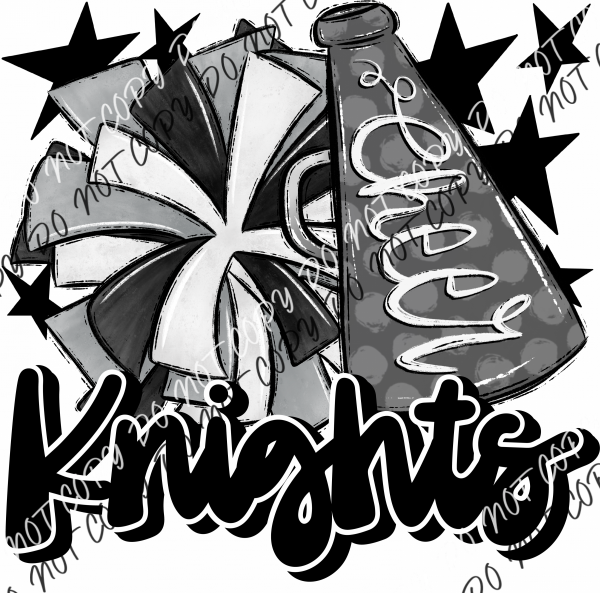 Cheer Mascot Knights Dtf Transfer (See Color Options) Pocket Size 3 / Gray And Black Transfers