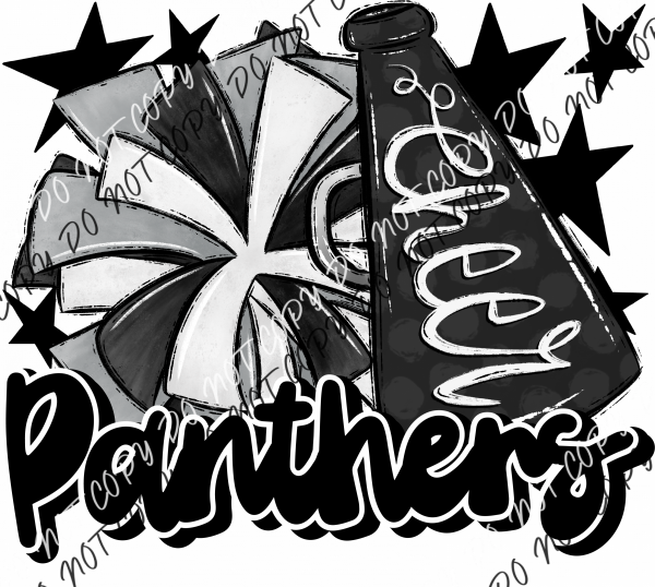 Cheer Mascot Panthers Dtf Transfer (See Color Options) Pocket Size 3 / Black And Gray Transfers