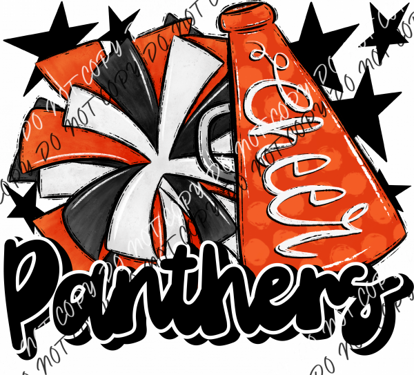 Cheer Mascot Panthers Dtf Transfer (See Color Options) Pocket Size 3 / Orange And Black Transfers