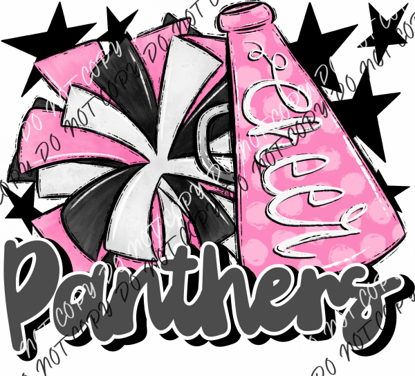 Cheer Mascot Panthers Dtf Transfer (See Color Options) Pocket Size 3 / Pink And Gray Transfers