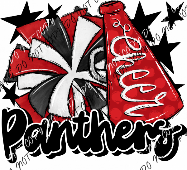 Cheer Mascot Panthers Dtf Transfer (See Color Options) Pocket Size 3 / Red And Black Transfers