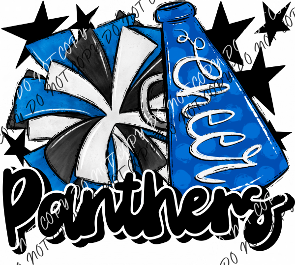 Cheer Mascot Panthers Dtf Transfer (See Color Options) Pocket Size 3 / Royal And Black Transfers