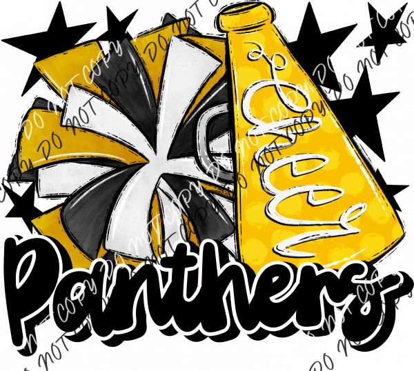 Cheer Mascot Panthers Dtf Transfer (See Color Options) Pocket Size 3 / Yellow Gold And Black