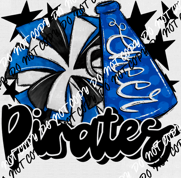 Cheer Mascot Pirates Royal Blue DTF Transfer - We Print U Press DTF Transfers