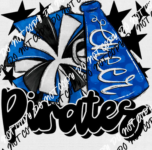 Cheer Mascot Pirates Royal Blue DTF Transfer - We Print U Press DTF Transfers