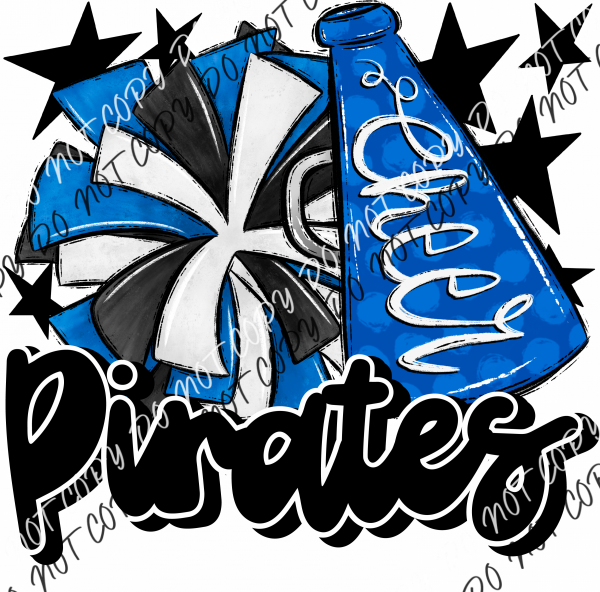 Cheer Mascot Pirates Royal Blue Dtf Transfer Transfers