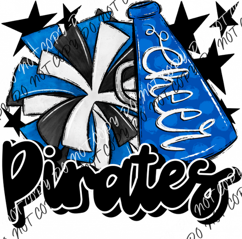 Cheer Mascot Pirates Royal Blue Dtf Transfer Transfers