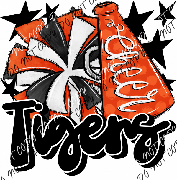 Cheer Mascot Tigers Dtf Transfer (See Color Options) Pocket Size 3 / Orange And Black Transfers