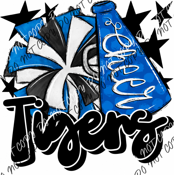 Cheer Mascot Tigers Dtf Transfer (See Color Options) Pocket Size 3 / Royal And Black Transfers